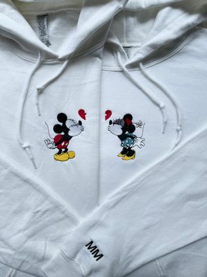 Mouse Love Matching Couples Embroidery Set - custom sleeves &amp; roman numerals under design option