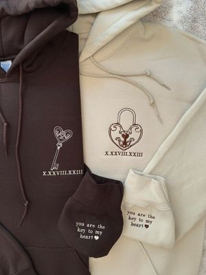 You are the Key to my Heart Matching Couples Set - custom sleeves &amp; roman numerals under design option