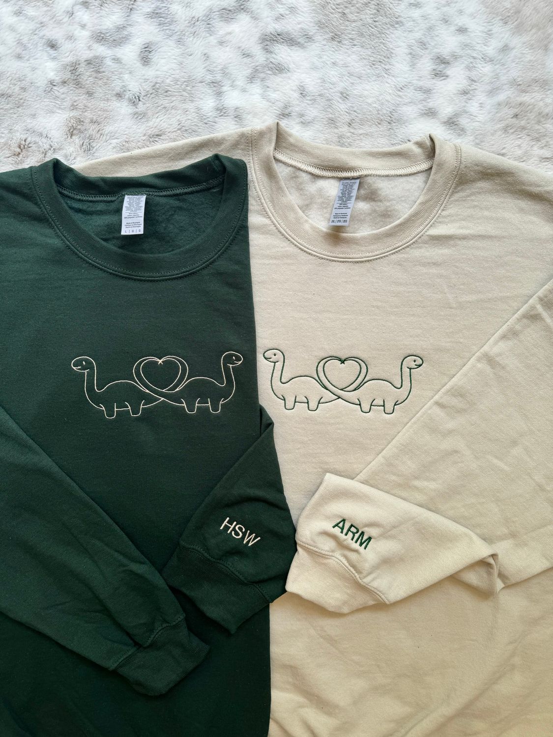 Dino Love Matching Couples Set - custom sleeves &amp; roman numerals under design option
