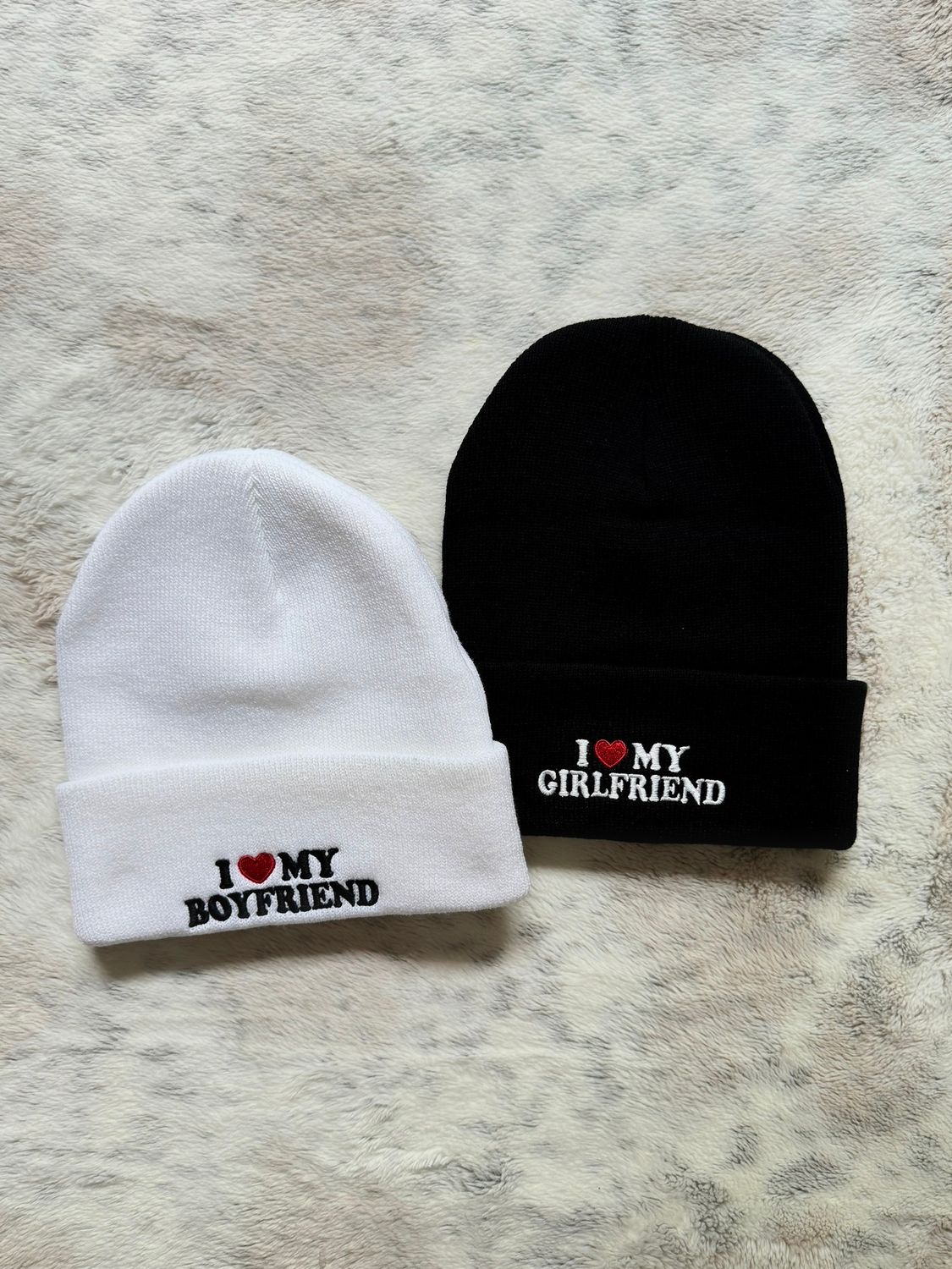 I Love My Boyfriend/ Girlfriend Embroidered Beanie