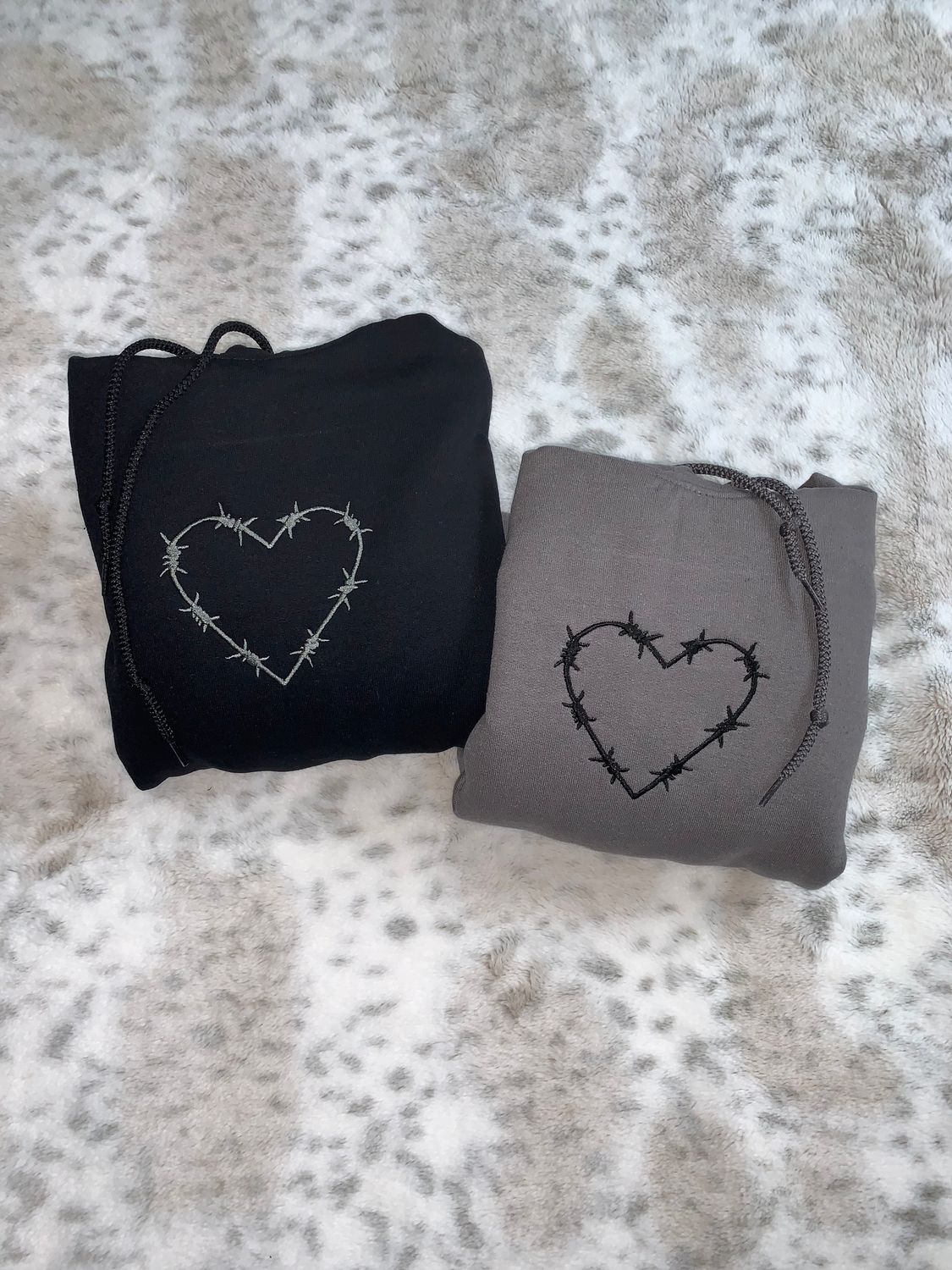 Barbwire Heart Matching Couples/ Besties Set - custom sleeves &amp; roman numerals inside the heart option