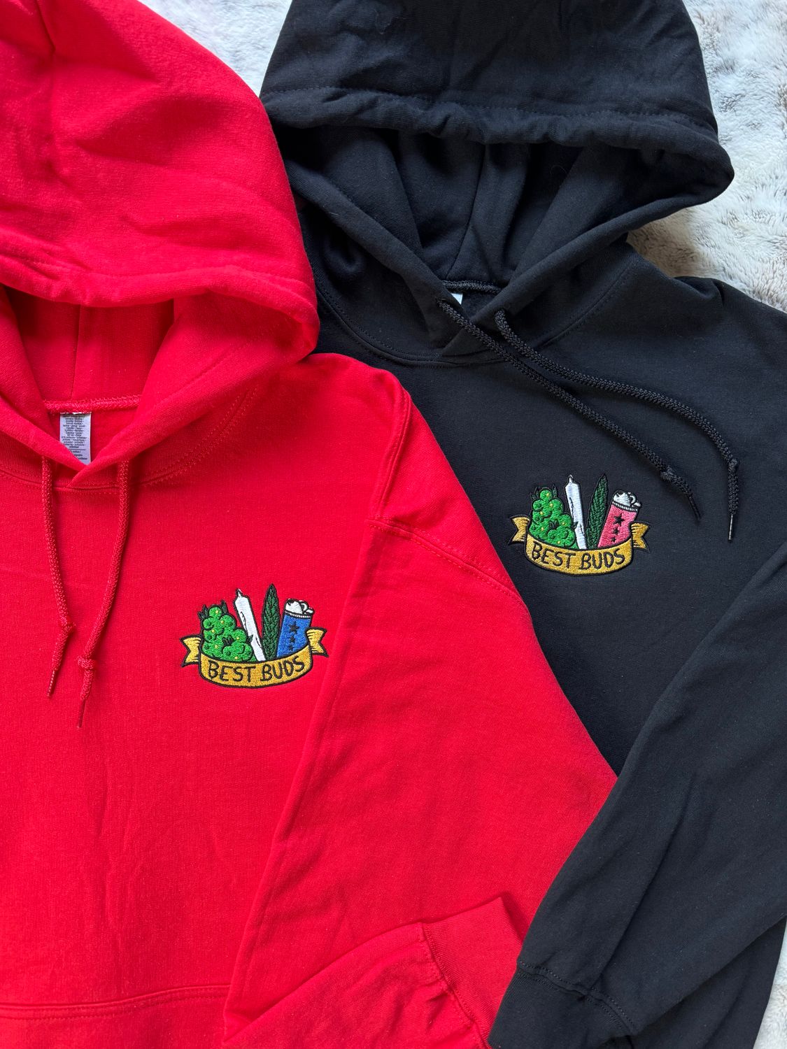 Best Buds Matching Embroidery Set for couples &amp; besties - custom lighter color &amp; sleeve option