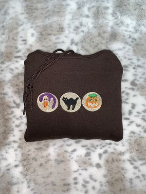 Nostalgic Halloween Cookies Embroidery Sweatshirt - custom sleeve option