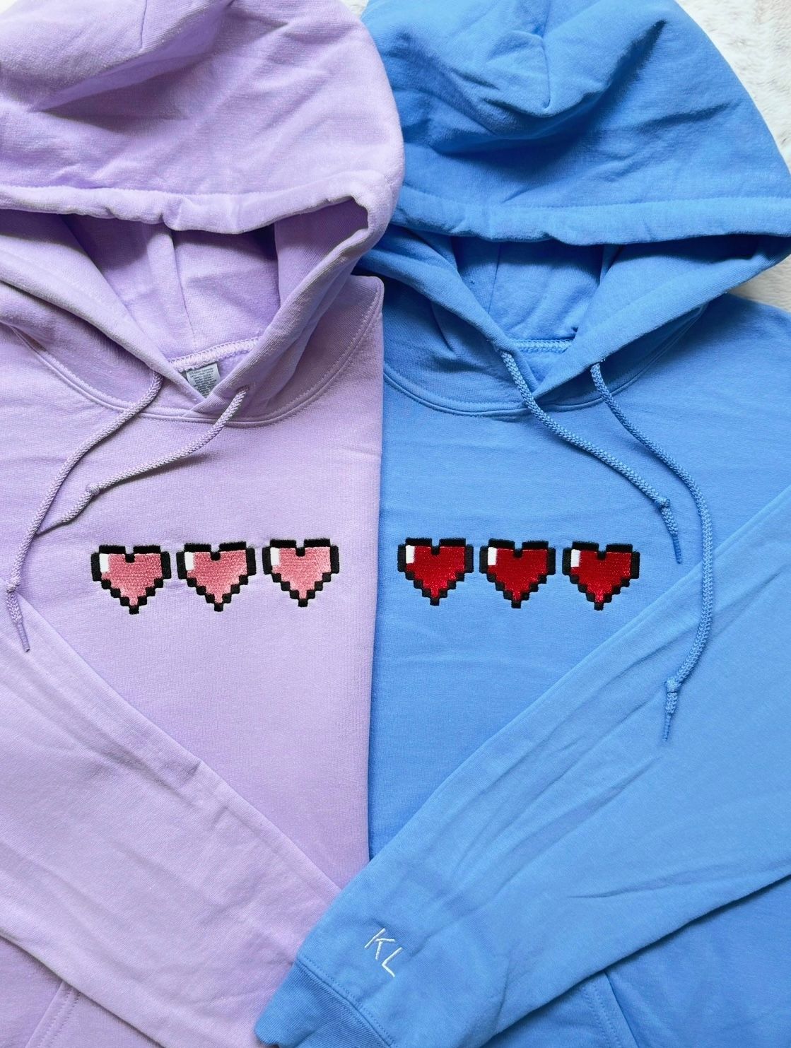Gamer Pixel Hearts Matching Couples/ Besties Set - custom sleeve option