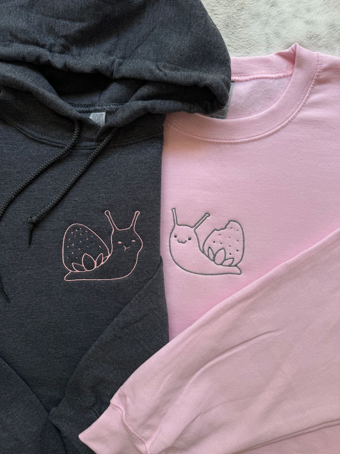 Just a Nibble Strawberry Snail Matching Couples/ Besties Set - custom sleeve option
