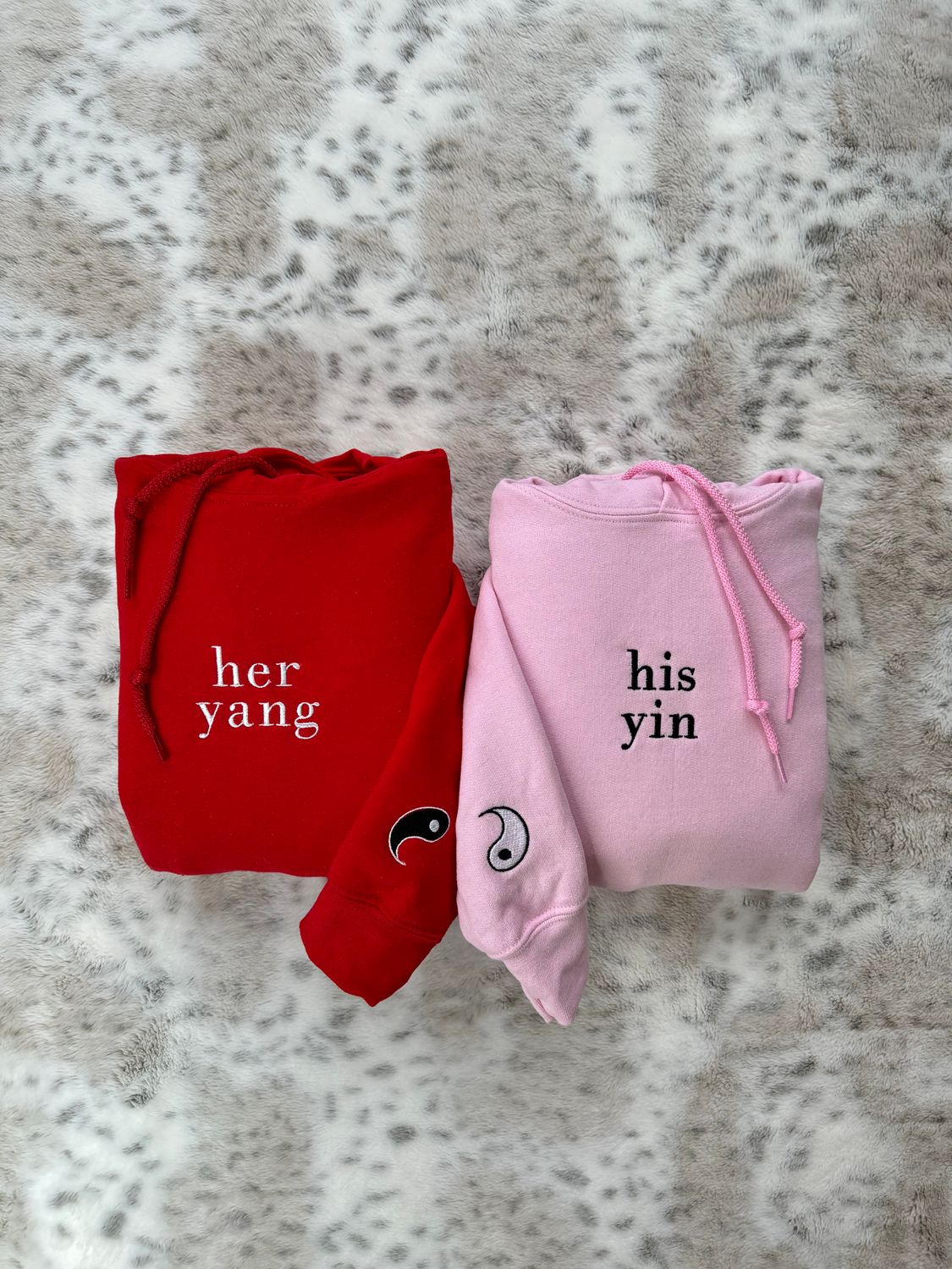 His Yin, Her Yang Matching Couples Embroidery Set - custom sleeve option