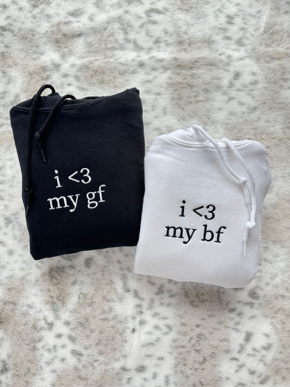 I &lt;3 My Bf/ Gf Matching Couples Embroidery Set - custom sleeve option