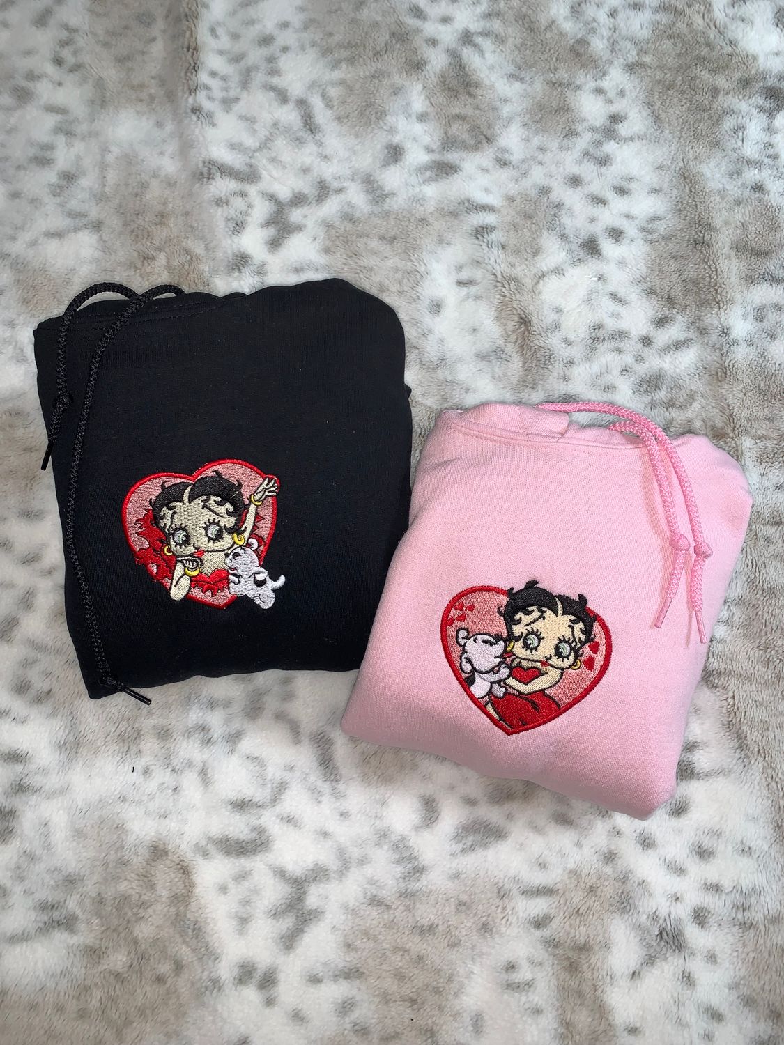 Betty Boop &amp; Bimbo Love Matching Couples/ Besties Set - custom sleeves &amp; roman numerals under design option