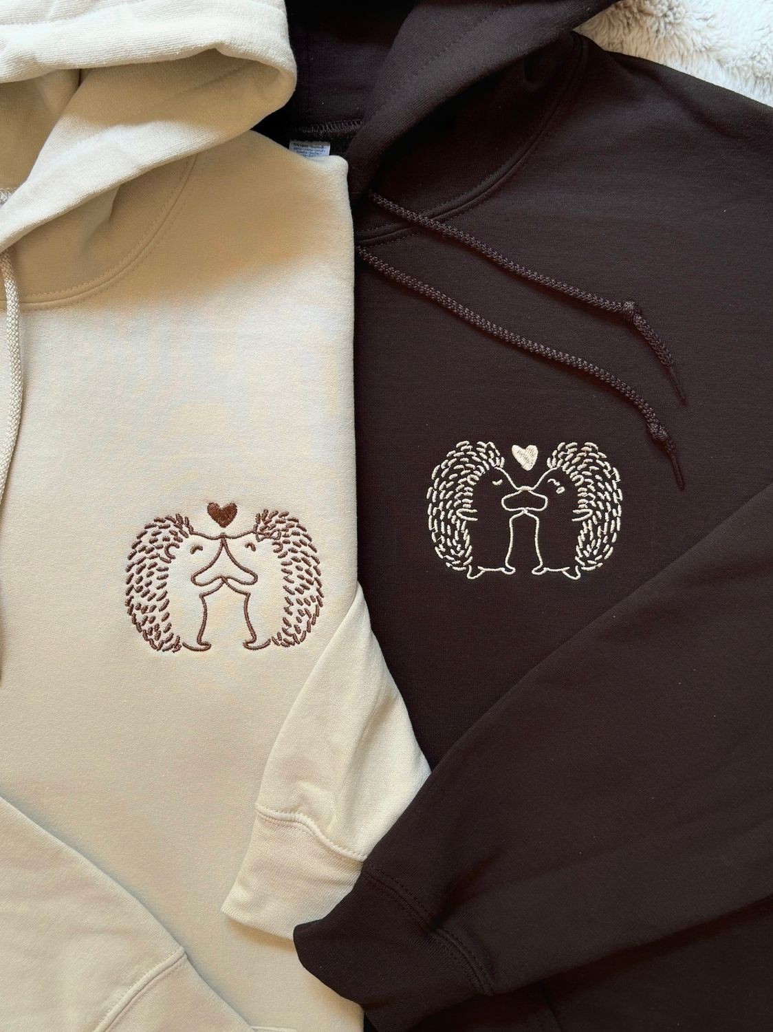 Hedgehog Love Matching Embroidery Set - custom sleeves &amp; roman numerals under design