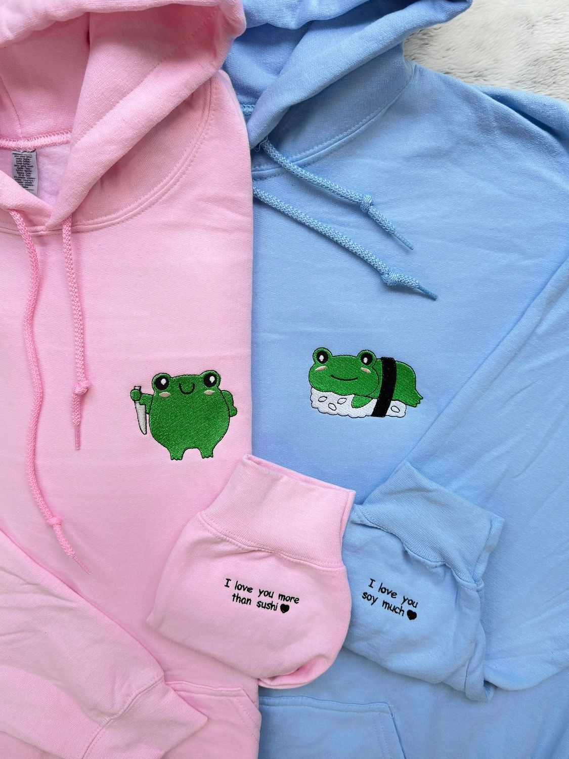 Sushi Frogs Matching Embroidery Set - custom sleeve option