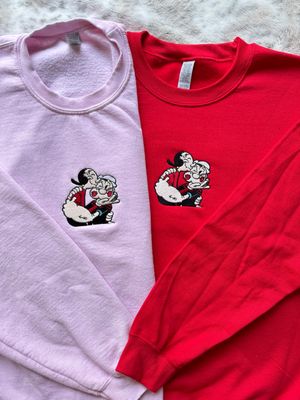 Popeye + Olive Oyl Matching Couples Set - custom sleeves &amp; roman numerals under design option