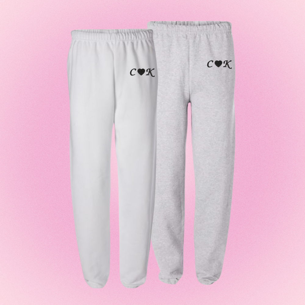 Custom Letter Love Embroidery Sweatpants SET