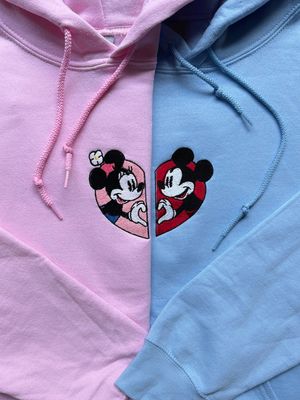 Mouse Love Matching Couples Embroidery Set - custom sleeves &amp; roman numerals under design option