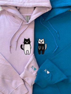Robber Bandit Cats Matching Embroidery Set - partners in crime