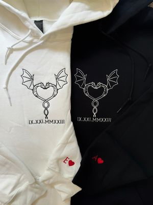 Dragon Love Matching Couples/ Besties Set - custom sleeves &amp; roman numerals under design option