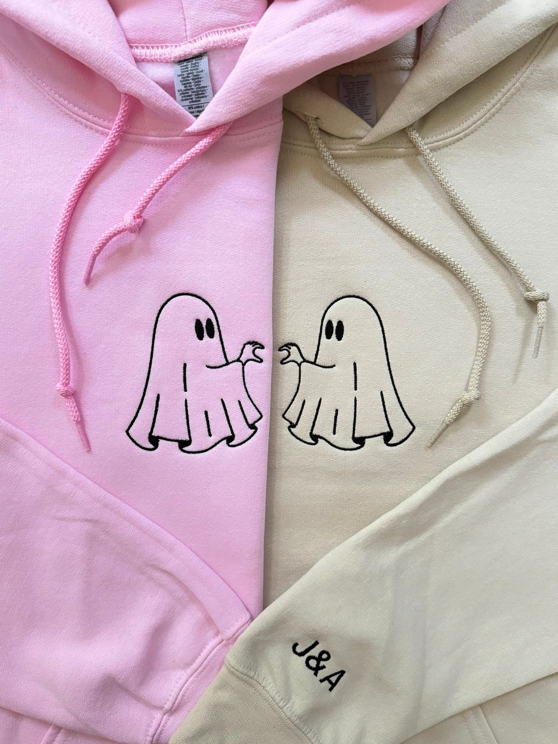 Ghost Heart Hands Matching Couples/ Besties Embroidery Set - custom sleeve embroidery