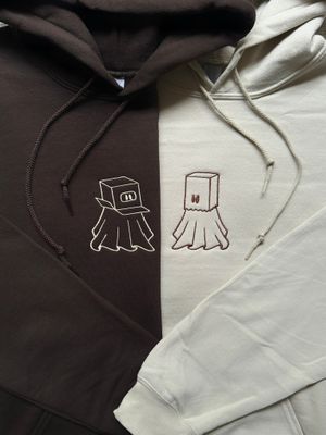 Ghost Boxhead &amp; Paperbag Embroidery Set - custom sleeves &amp; roman numerals under design option