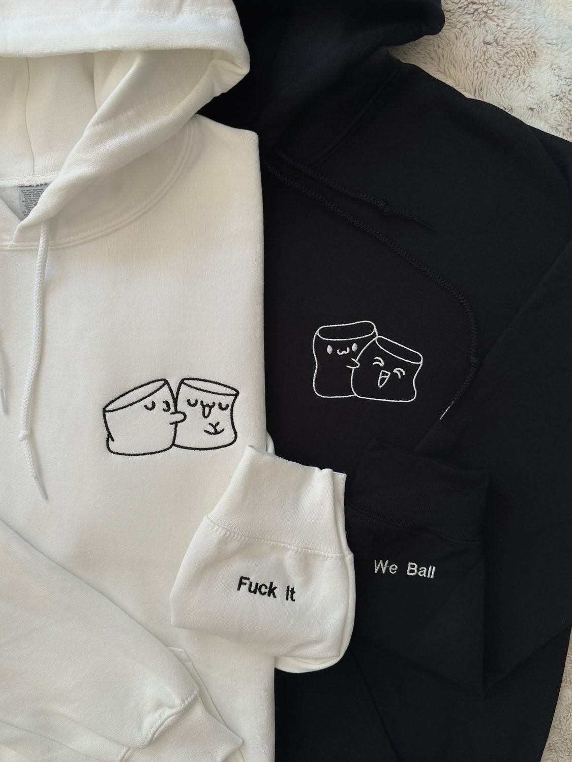 Marshmallow Love Matching Embroidery Set - custom sleeves &amp; roman numerals under design option