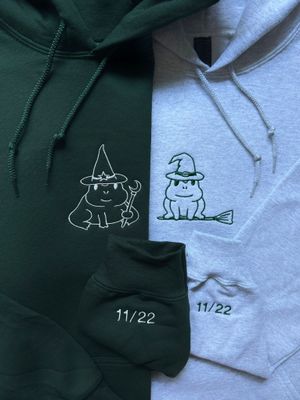 Frog Witch + Wizard Matching Embroidery Set - custom sleeve option