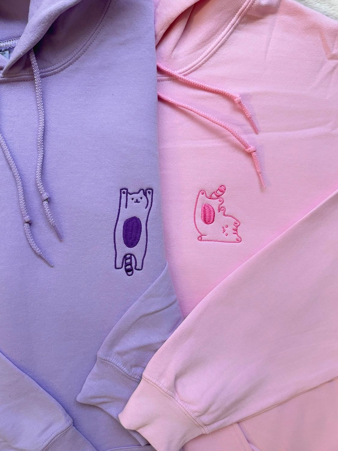 Silly Cats Matching Embroidery Set for Couples and Besties - custom sleeve option
