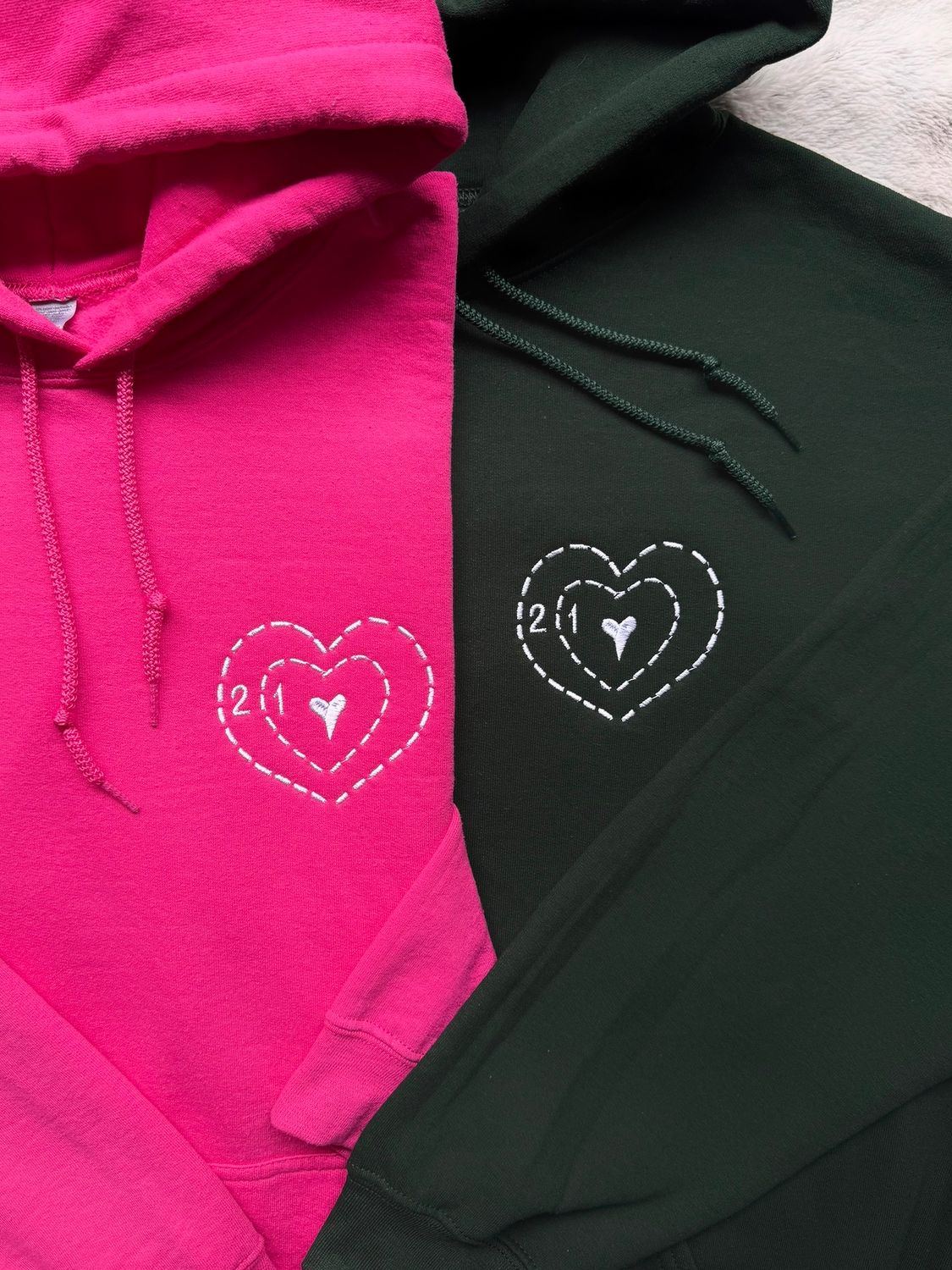 &quot;Two Sizes Too Small&quot; Heart Matching Set - custom sleeves &amp; roman numerals under design option