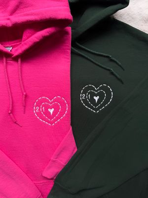 &quot;Two Sizes Too Small&quot; Heart Matching Set - custom sleeves &amp; roman numerals under design option