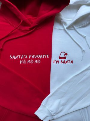 Santa&#39;s Favorite Ho ~ I&#39;m Santa Matching Embroidery Set - custom sleeve option