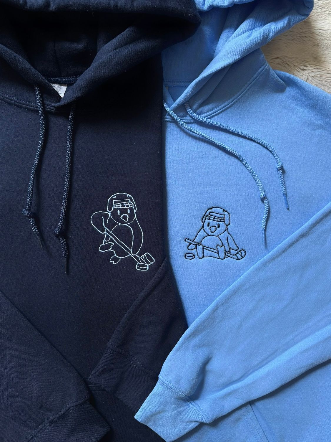 Hockey Penguins Matching Embroidery Set - custom sleeve option