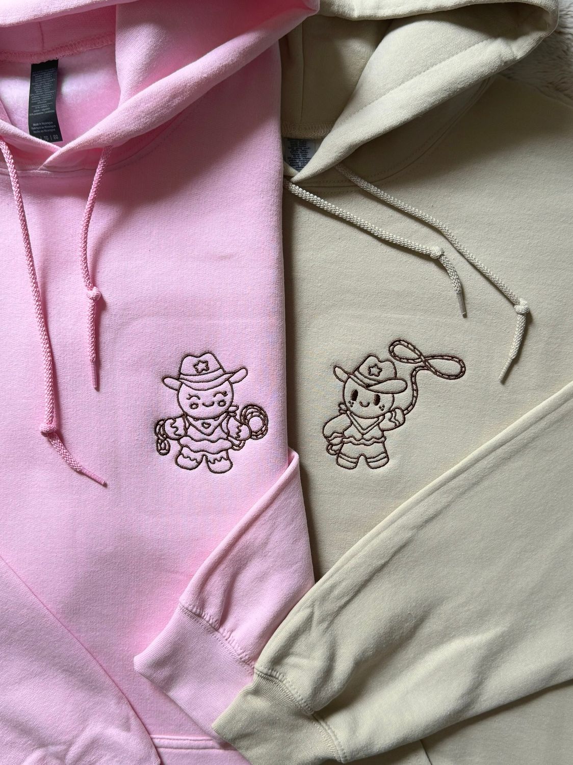 Gingerbread Cowboy/ Cowgirl Matching Embroidery Set - custom sleeve option