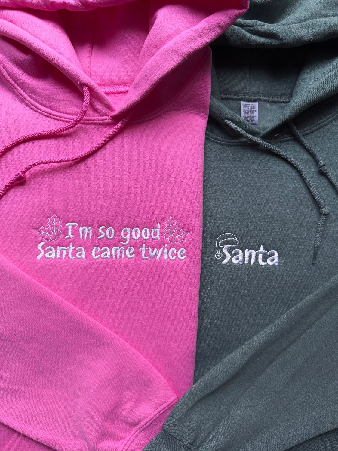 I&#39;m So Good Santa Came Twice ~ Santa Matching Embroidery Set - custom sleeve option