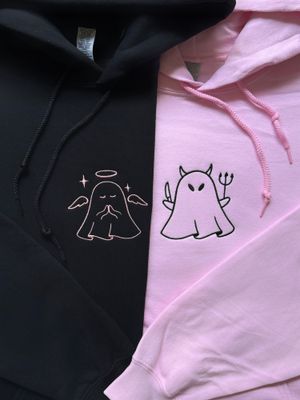 Ghost Angel &amp; Devil Matching Couples/ Besties Embroidery Set - custom sleeve option