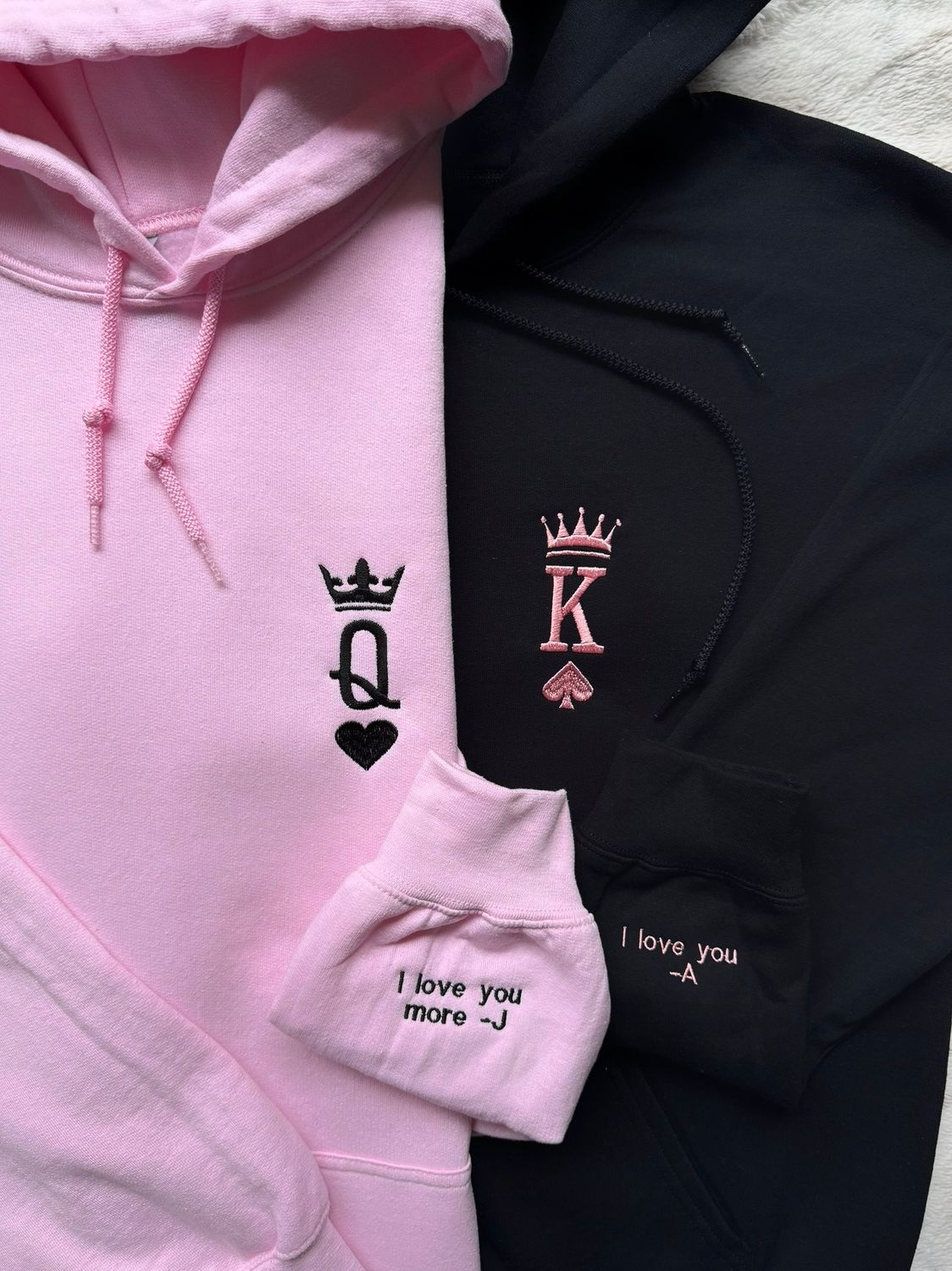 King and Queen Matching Couples Set - custom sleeve option