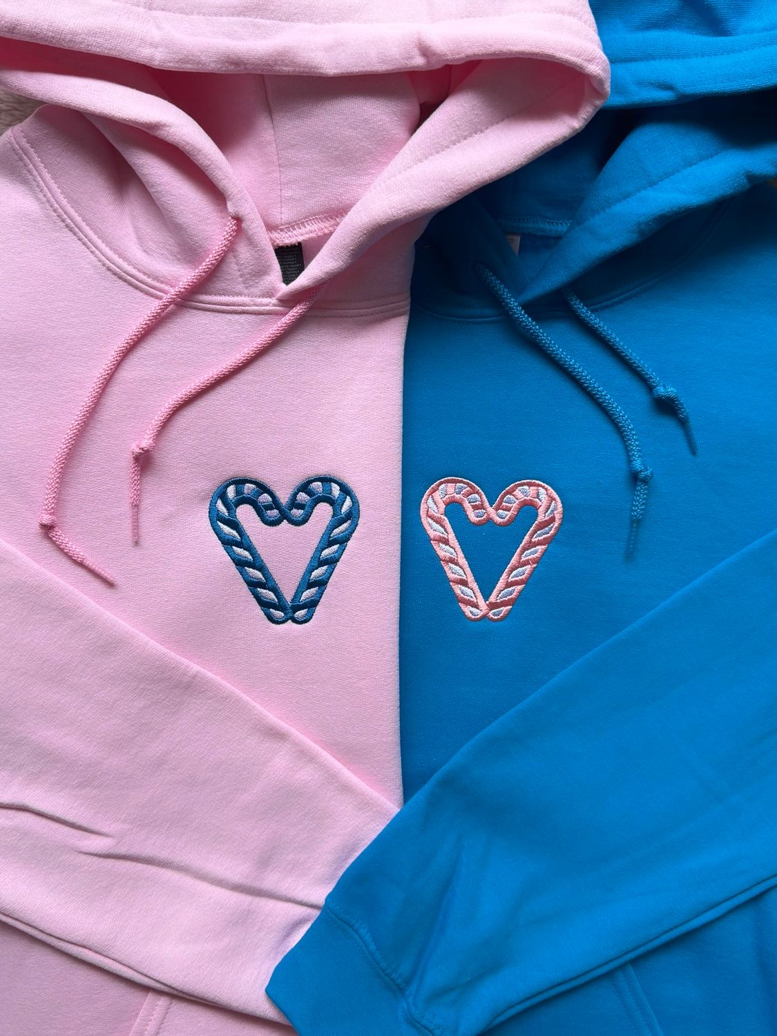 Candy Cane Embroidered Hearts Set - custom sleeves &amp; roman numerals under design option