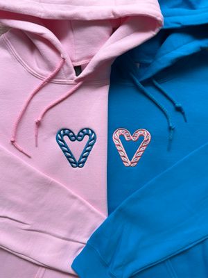 Candy Cane Embroidered Hearts Set - custom sleeves &amp; roman numerals under design option