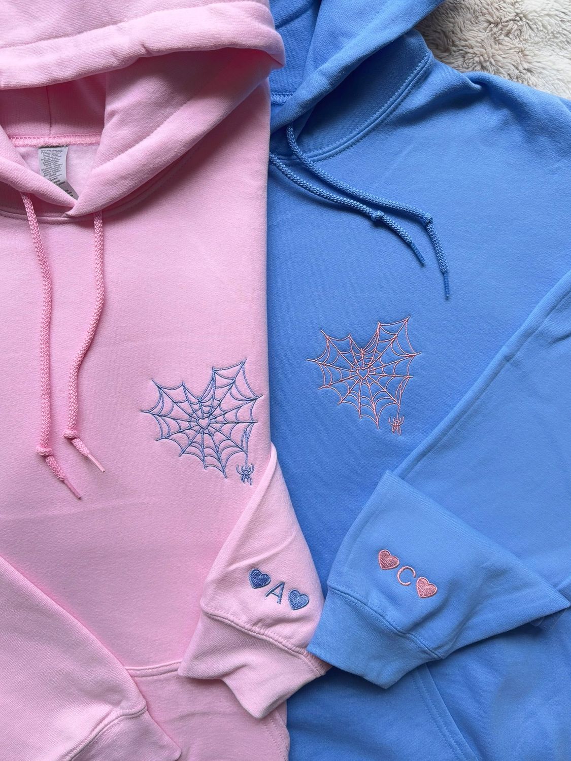 Matching Couples Spiderweb Heart Design 2.0 - 4 inch design on left chest