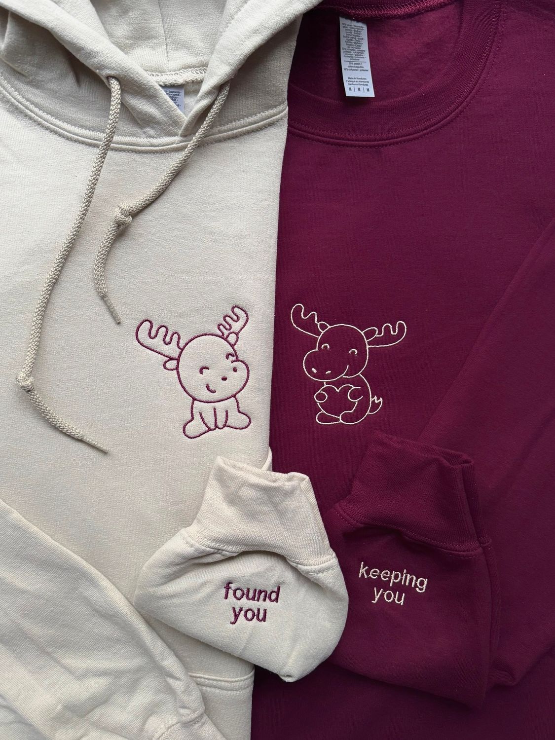Moose Love Matching Embroidery Set - custom sleeve option