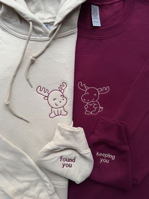 Moose Love Matching Embroidery Set - custom sleeve option