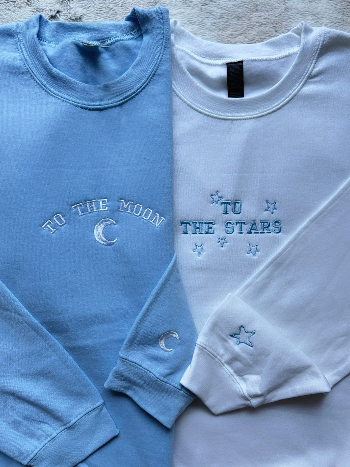 To The Moon &amp; Stars Couples Sweatshirts - custom sleeve option