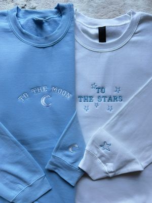 To The Moon &amp; Stars Couples Sweatshirts - custom sleeve option