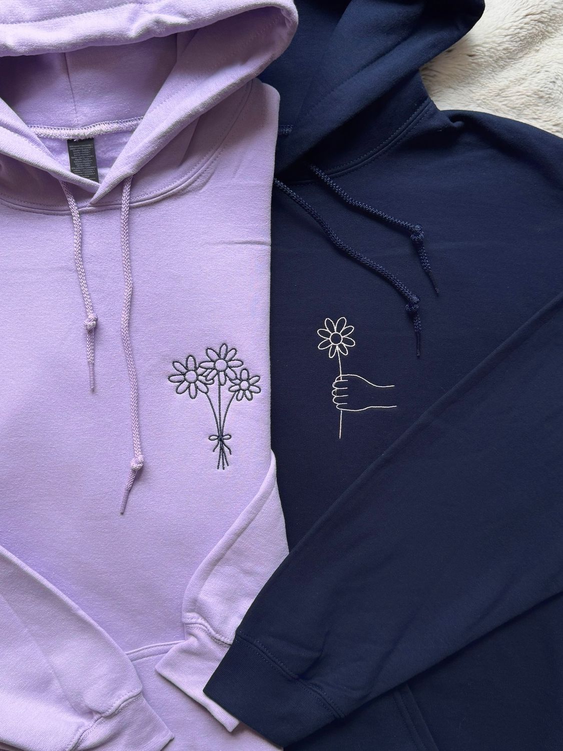 Customizable Flower Bouquet Matching Couples Set - custom sleeve &amp; roman numerals under design option