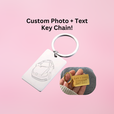 Custom Engraved Photo KeyChain - Text on Back Option