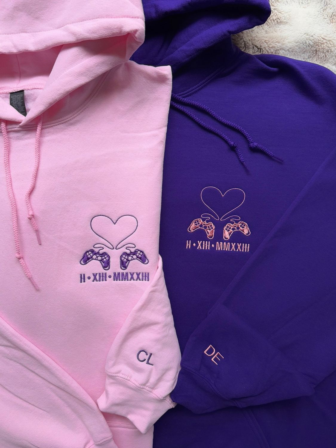 Gamer Controller Love Matching Embroidery Set - custom sleeves &amp; roman numerals under design option