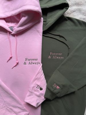 Forever &amp; Always Matching Couples Embroidery Set - custom sleeve embroidery