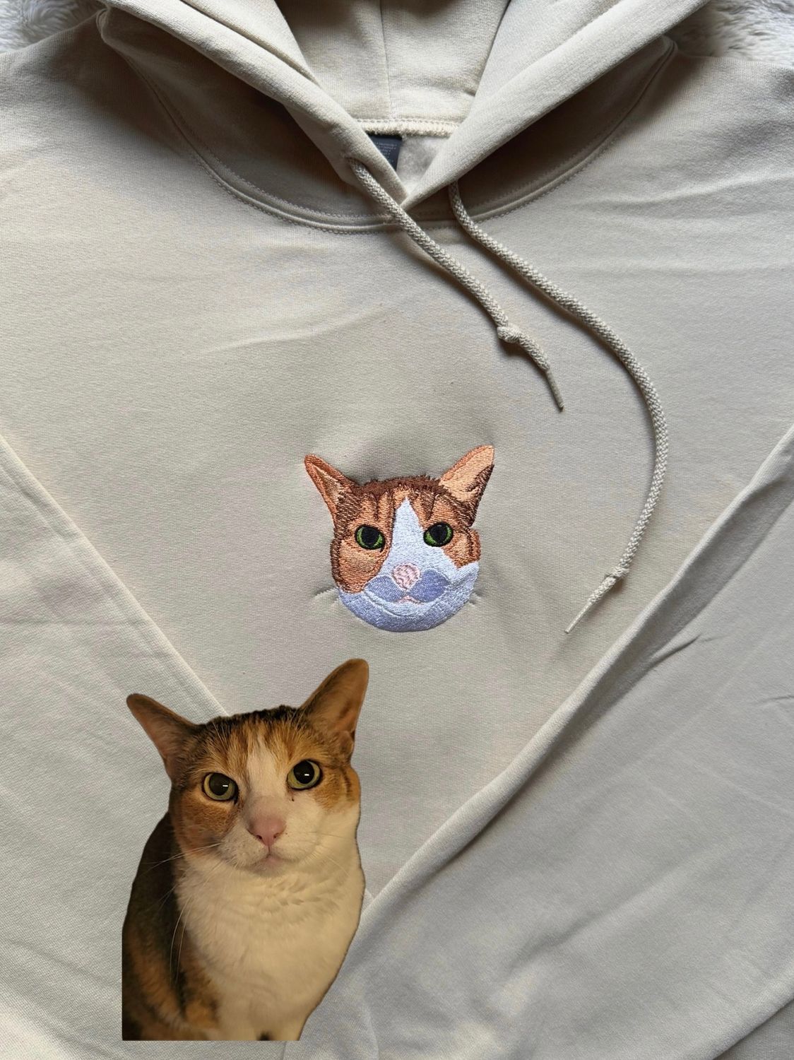 Realistic Pet Face Embroidery From Your Own Photo! - custom sleeve option
