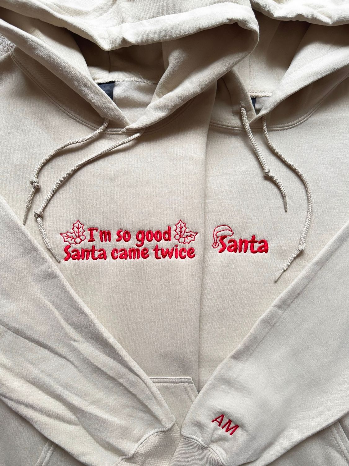 I&#39;m So Good Santa Came Twice ~ Santa Matching Embroidery Set - custom sleeve option