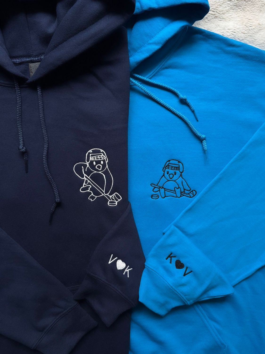 Hockey Penguins Matching Embroidery Set - custom sleeve option