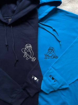 Hockey Penguins Matching Embroidery Set - custom sleeve option