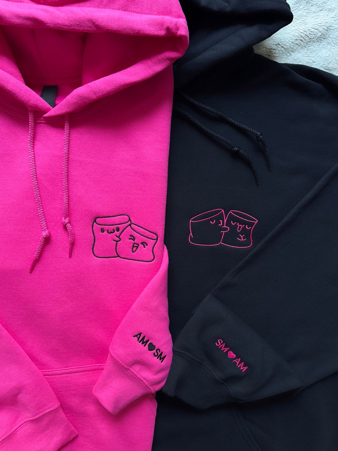 Marshmallow Love Matching Embroidery Set - custom sleeves &amp; roman numerals under design option