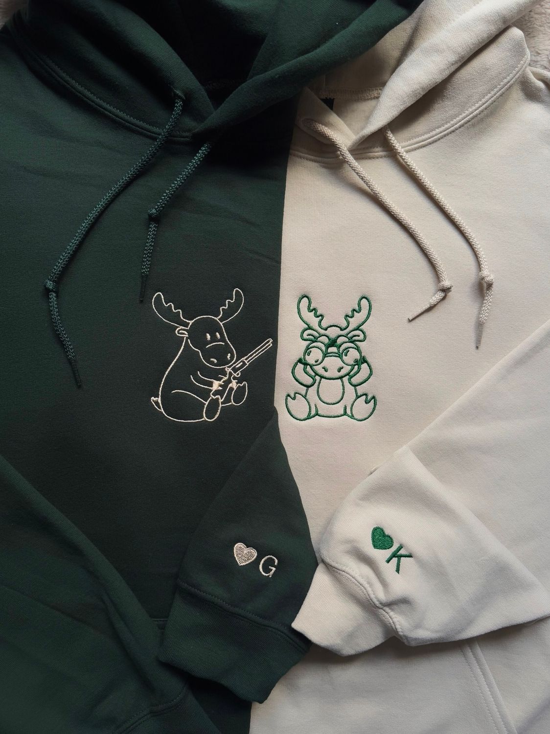 Deer Hunting Matching Couples/ Besties Embroidery Set - custom sleeve option
