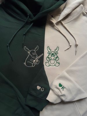 Deer Hunting Matching Couples/ Besties Embroidery Set - custom sleeve option